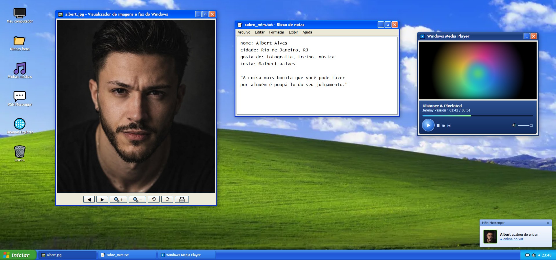 Xatspace Windows XP no computador, cor original